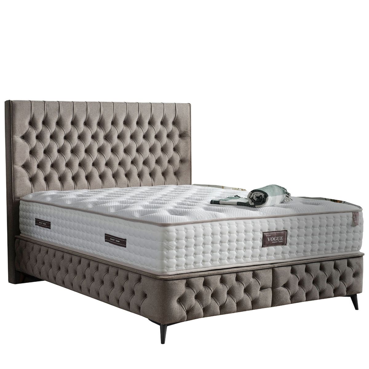 Lit ottoman capitonné gris Villard