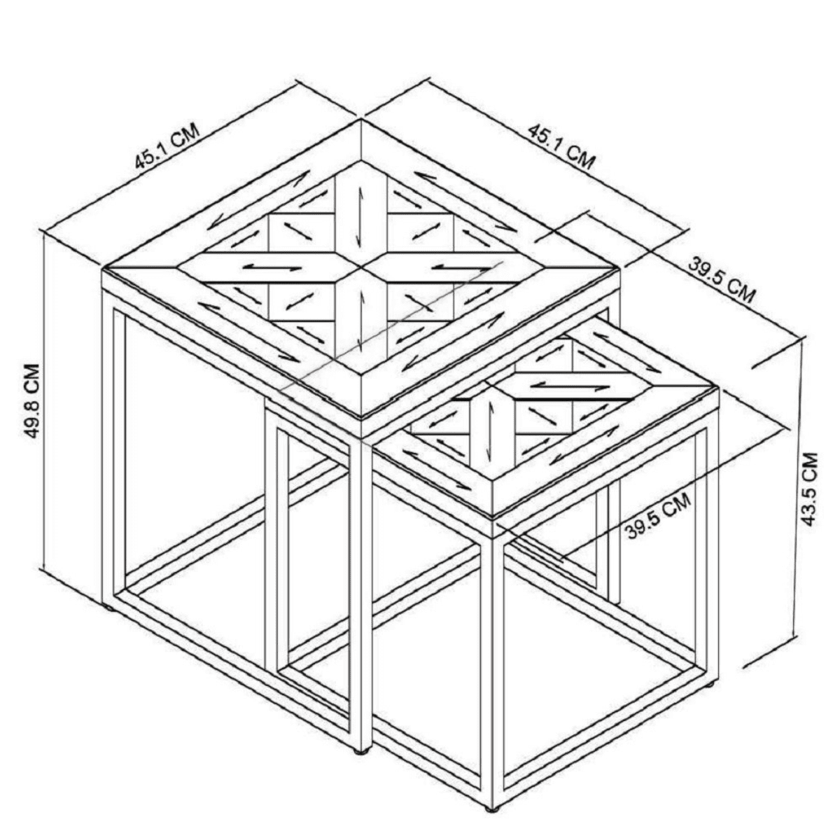 Tables gigognes en métal et bois Inishmore
