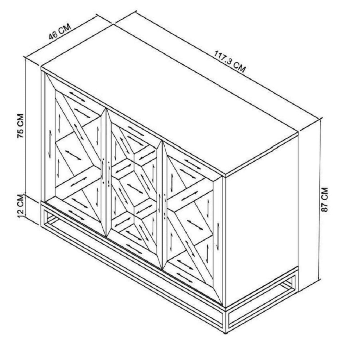 Buffet étroit Inishmore en bois et métal noir