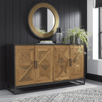 Buffet Inishmore large en métal noir et bois 
