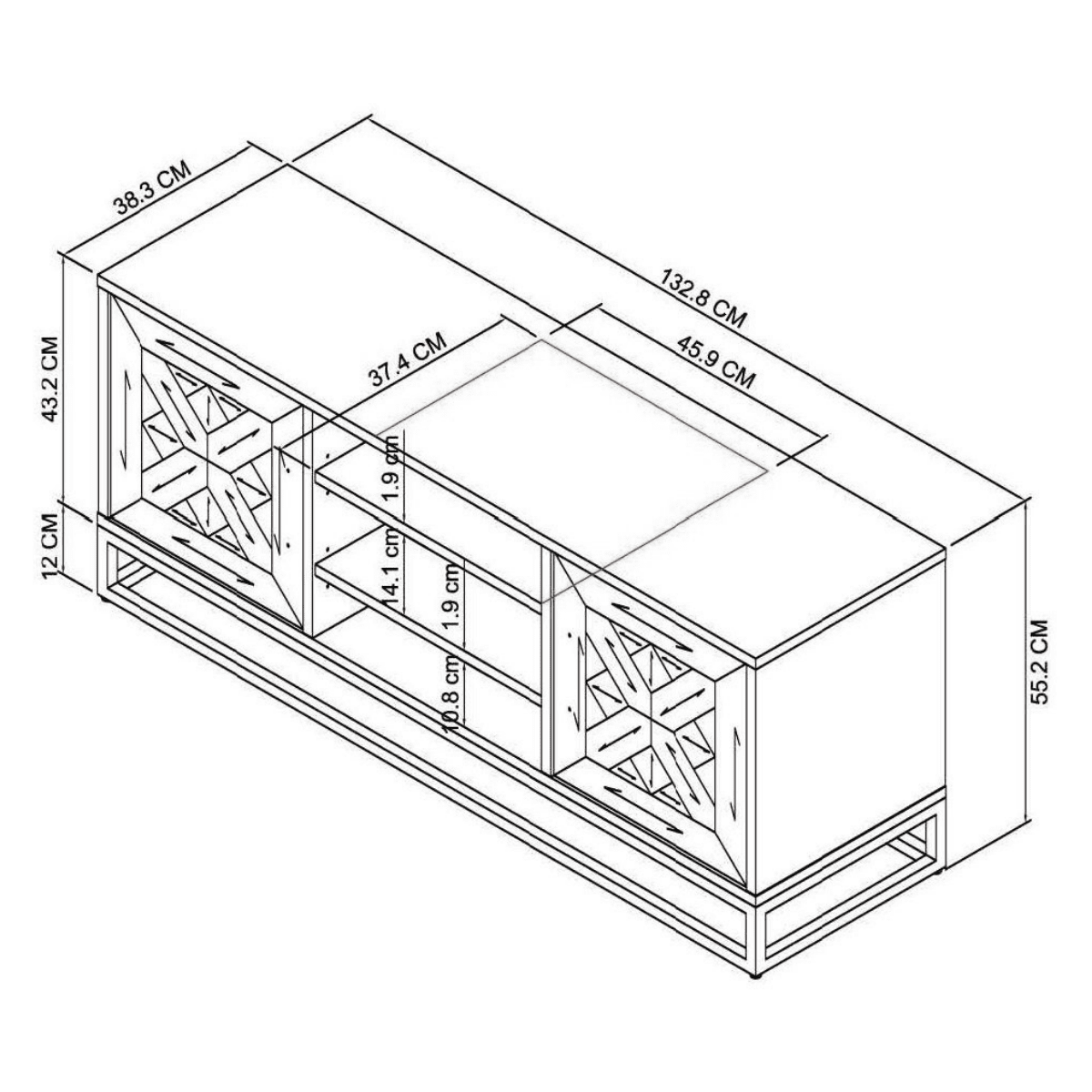 Console multimédia en bois et métal Inishmore