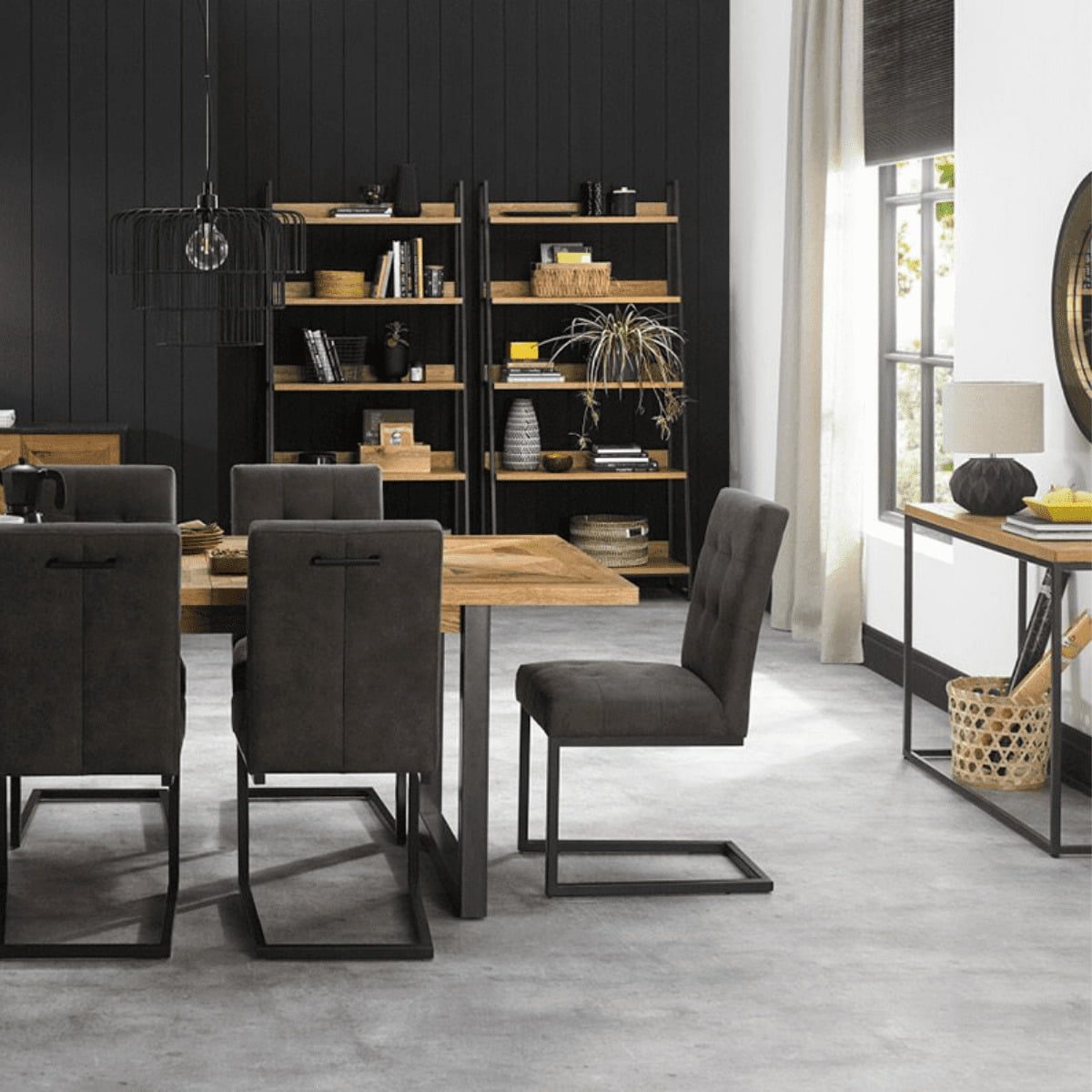 Bibliothèque Inishmore en chêne et métal