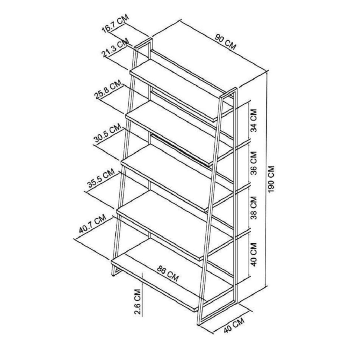 Bibliothèque Inishmore en chêne et métal