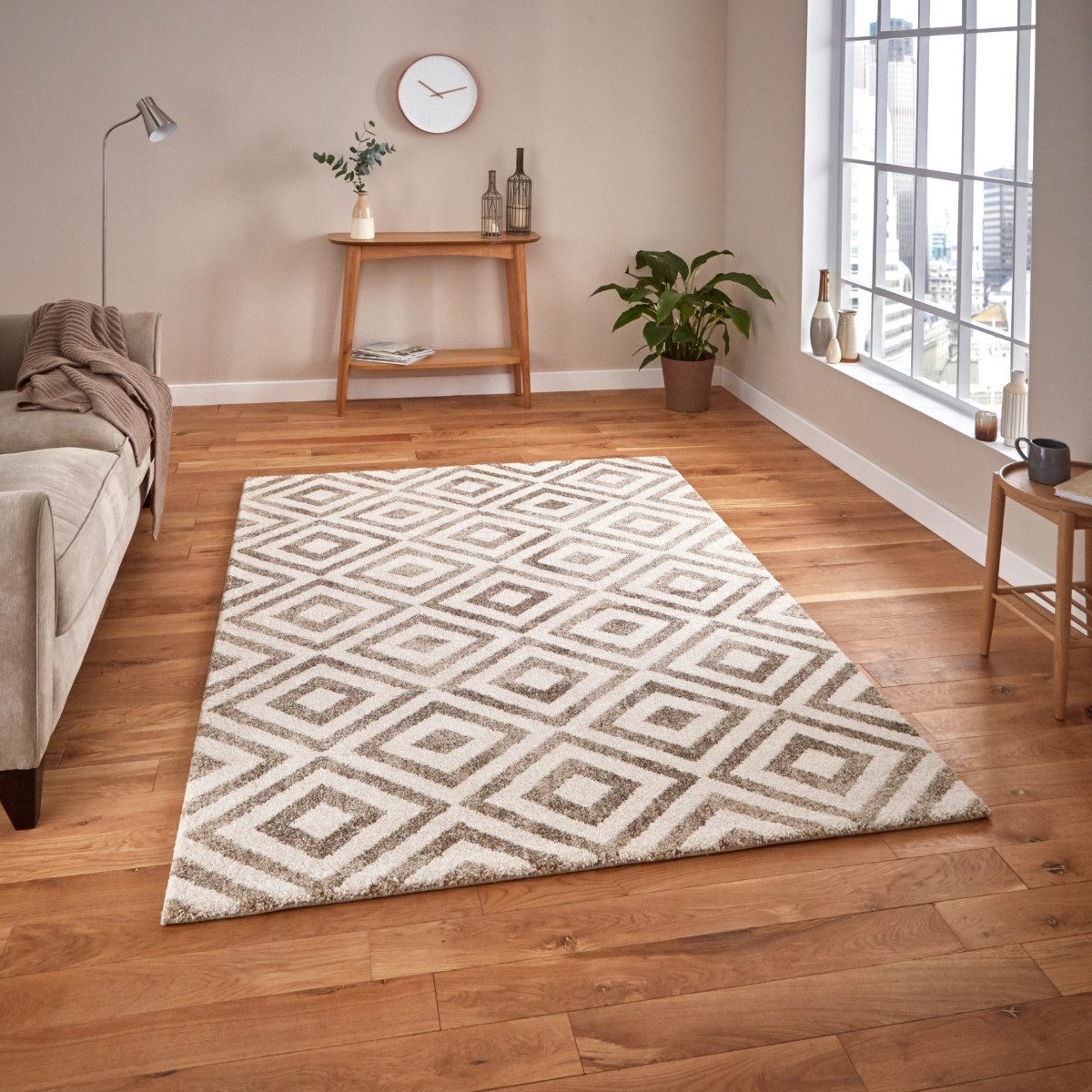 Tapis élégant beige à losanges