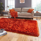 Tapis à poils longs rouge terracotta polaire