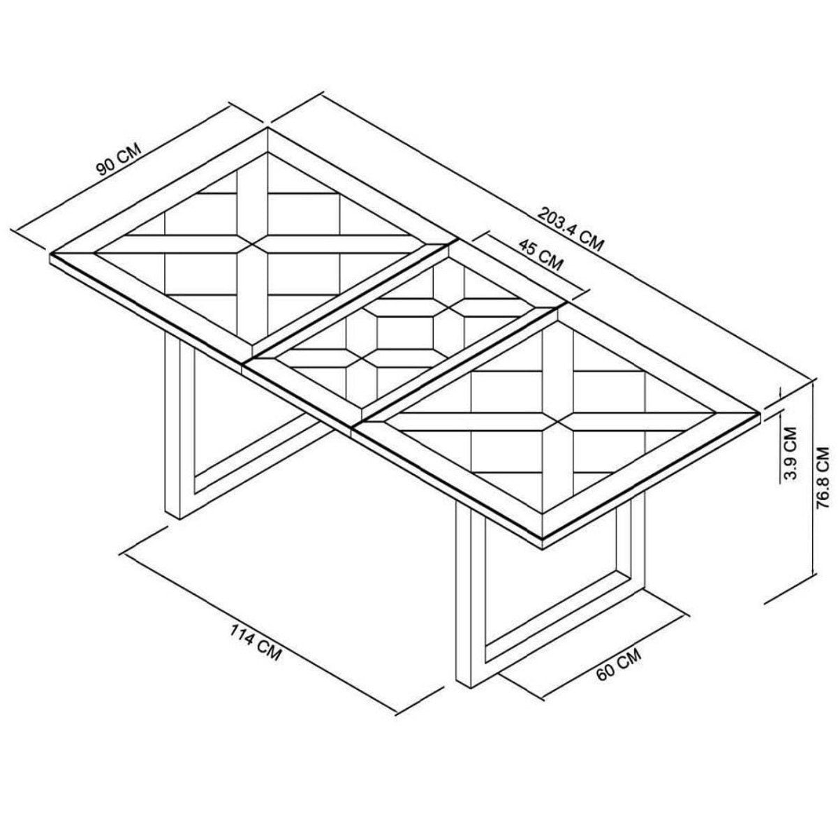 Table de salle à manger extensible Inishmore en chêne et métal 