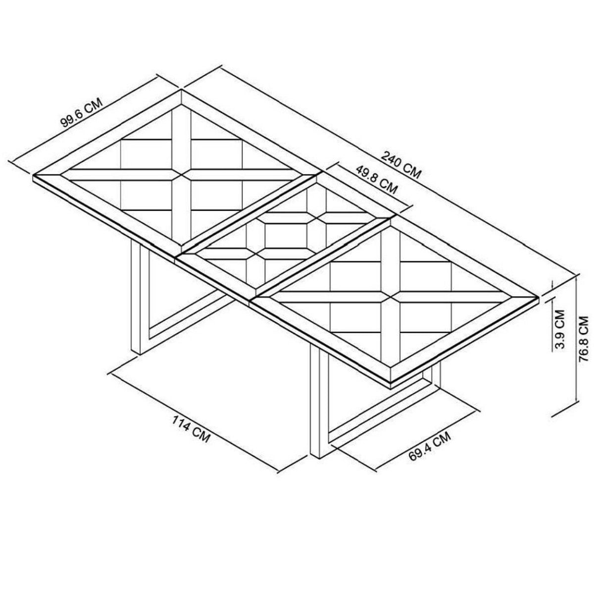 Table de salle à manger extensible Inishmore en chêne et métal 