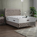 Lit ottoman capitonné gris Villard