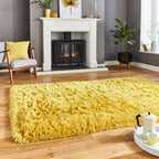 Tapis à poils longs jaune polaire