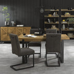 Table de salle à manger extensible Inishmore en chêne et métal 