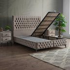 Lit ottoman capitonné gris Villard