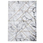 Tapis géométrique artisanal ivoire et or