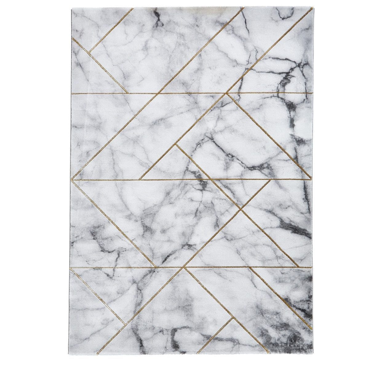 Tapis géométrique artisanal ivoire et or