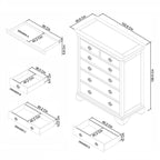 Commode haute Chanel à 6 tiroirs