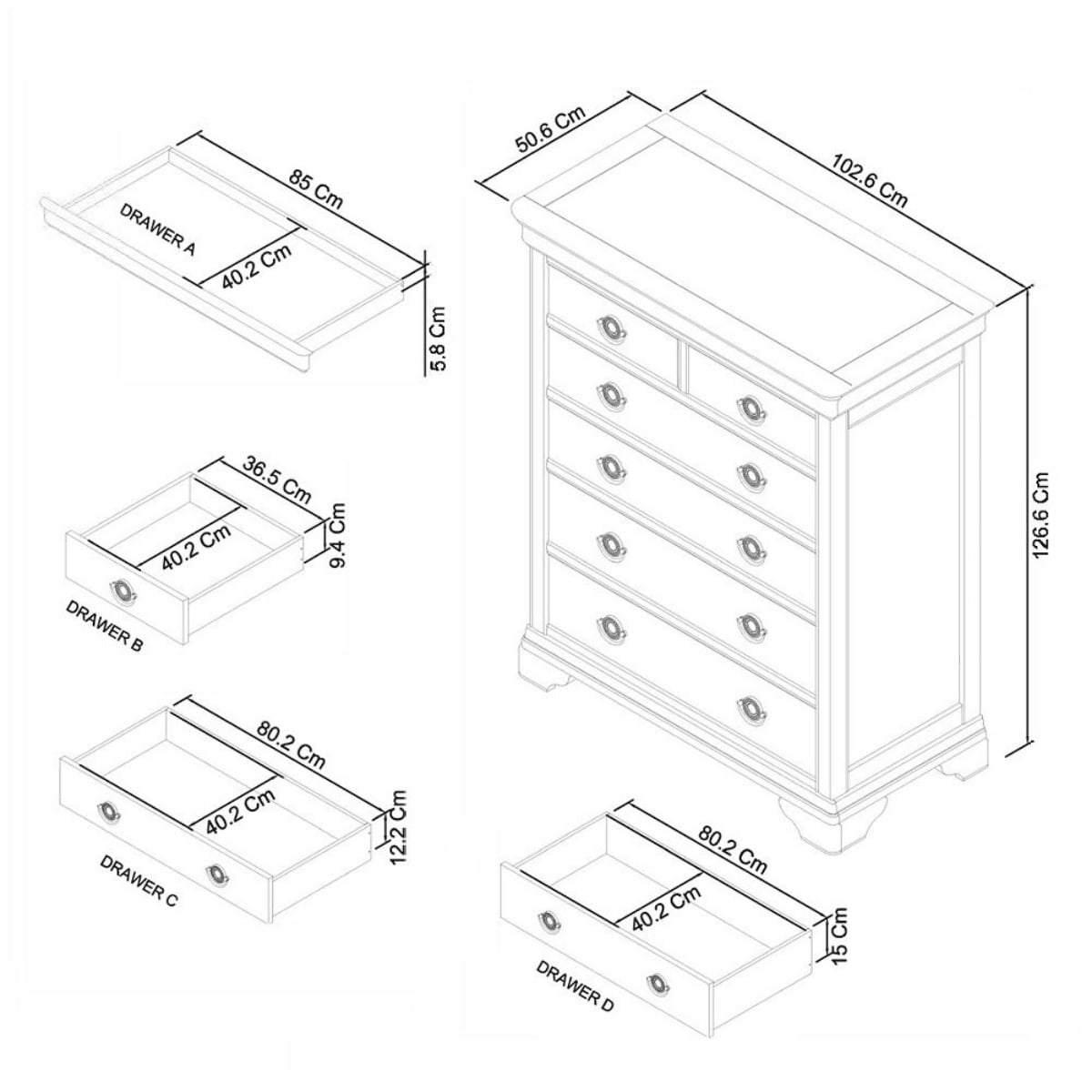 Commode haute Chanel à 6 tiroirs