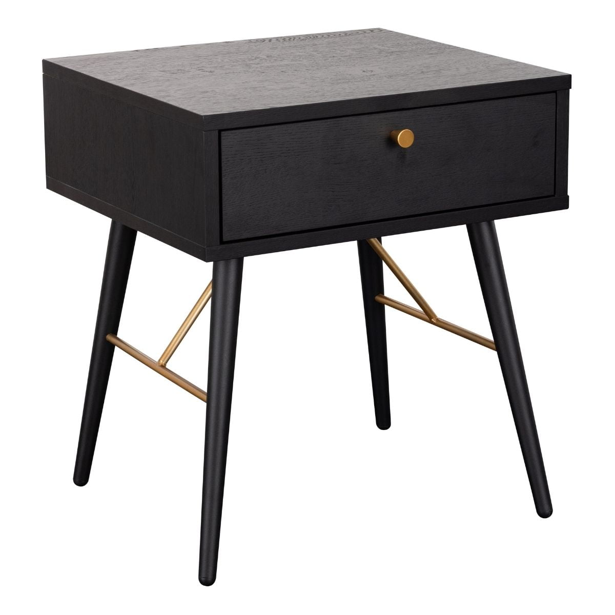 Table de chevet bulgare noire et cuivre 
