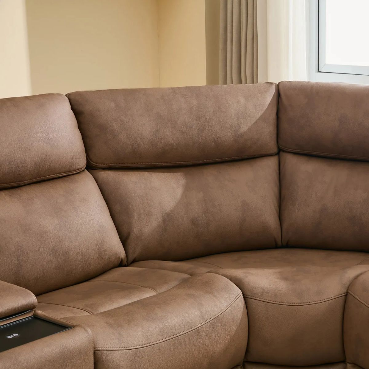 Canapé d'angle inclinable électrique 4 places Biarritz marron