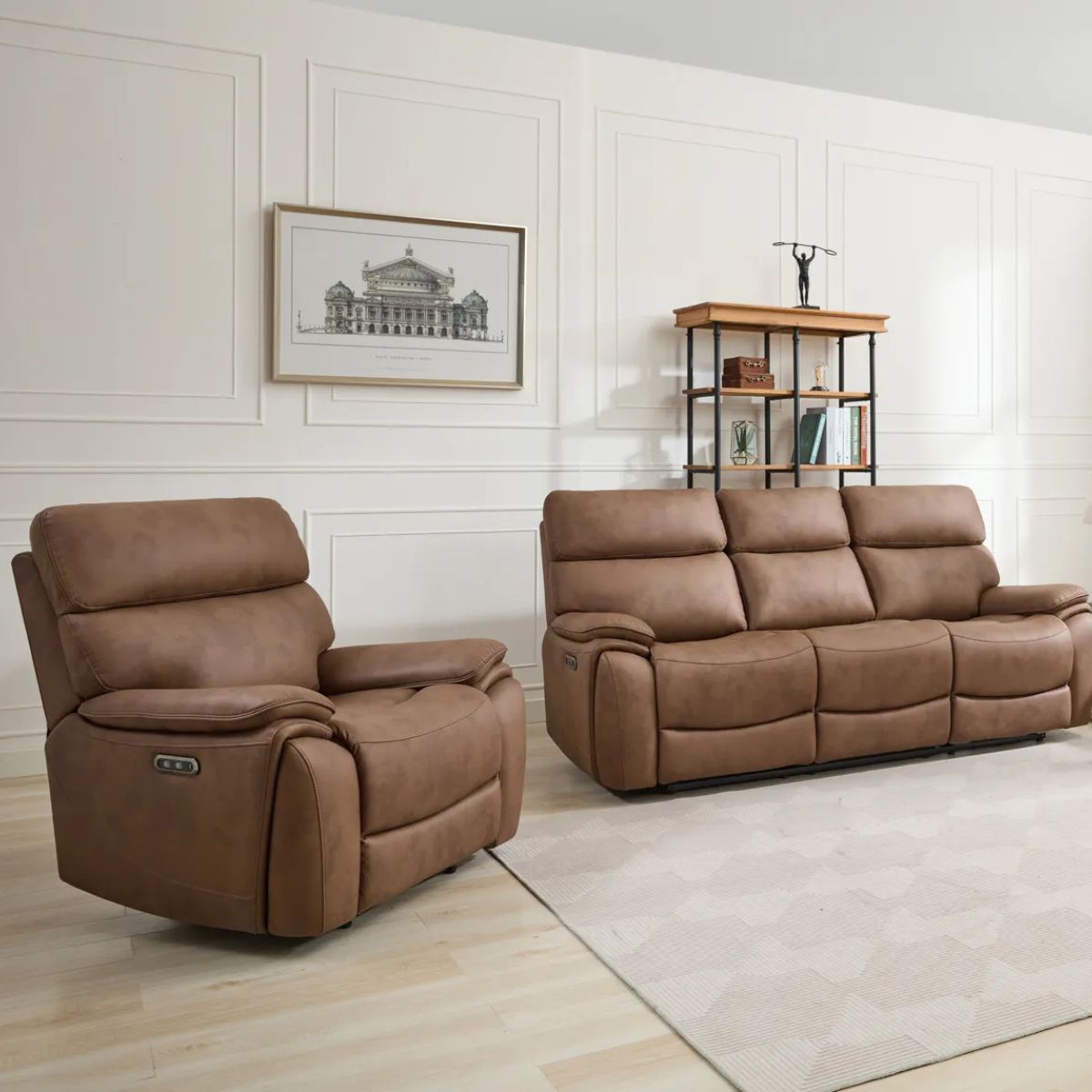Fauteuil inclinable électrique Biarritz marron