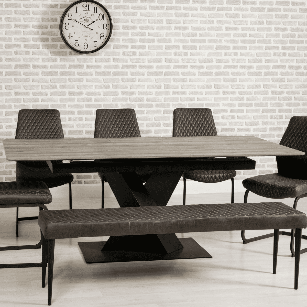 Table de salle à manger extensible Bray sur pied central, 1,6-2 m