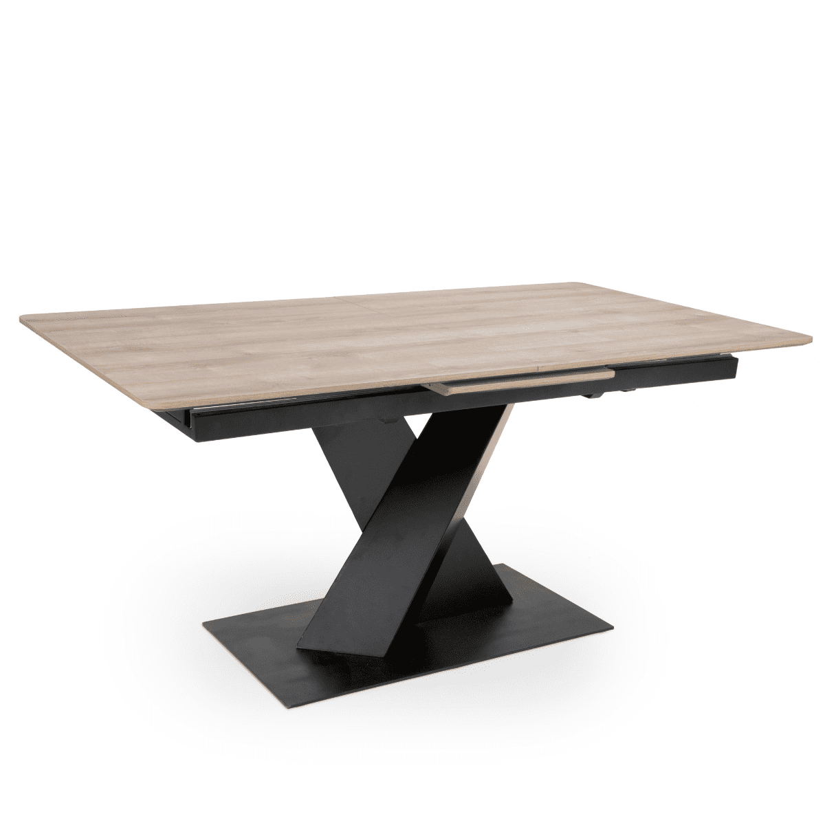 Table de salle à manger extensible Bray sur pied central, 1,6-2 m