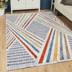 Tapis moderne à rayures texturées Broadway