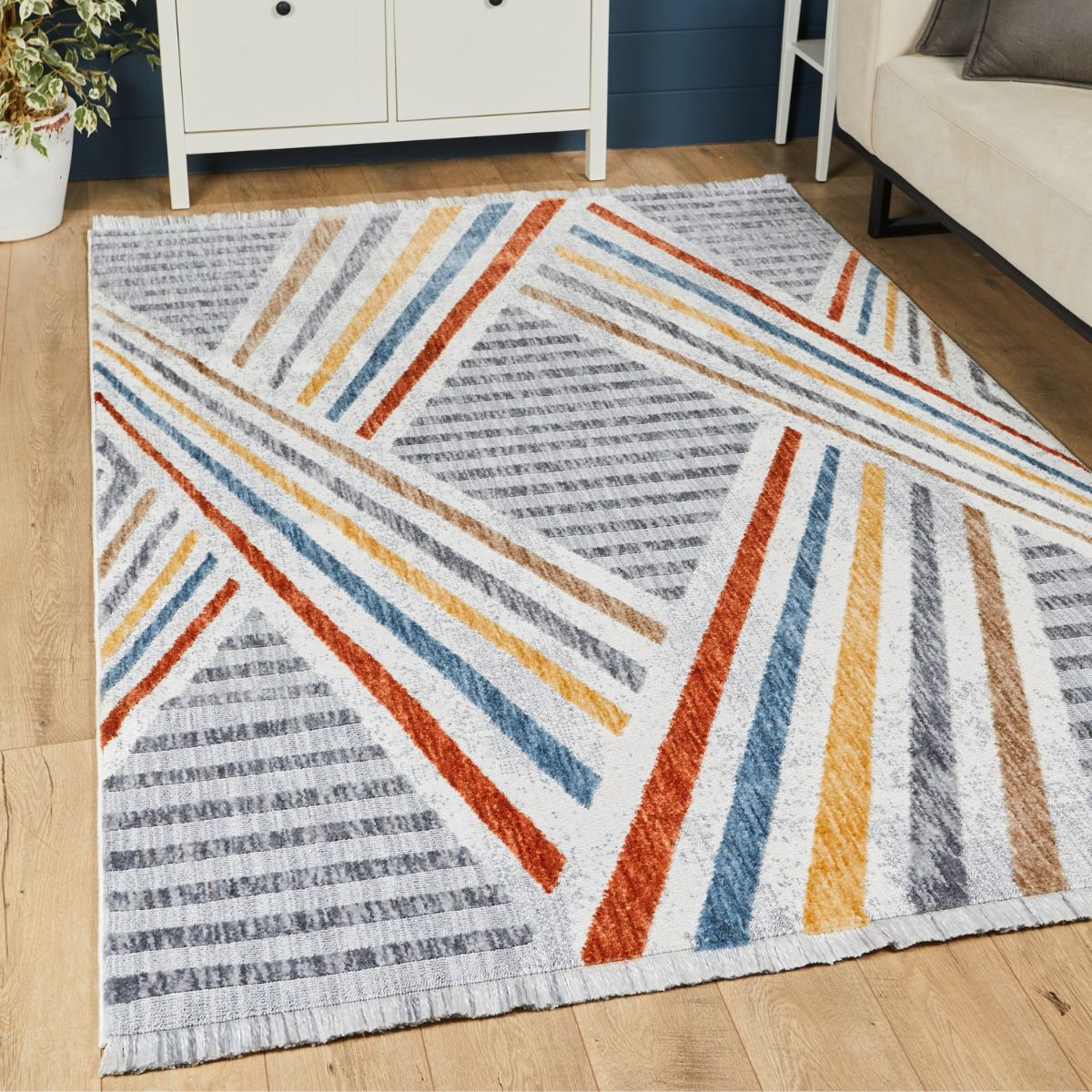 Tapis moderne à rayures texturées Broadway