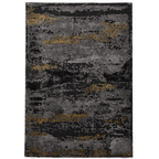 Tapis abstrait noir et or artisanal