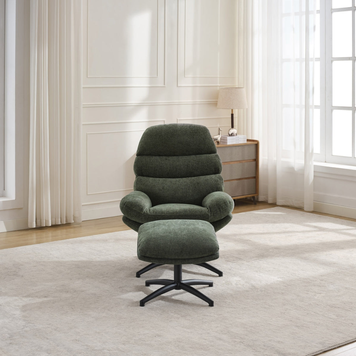 Fauteuil et repose-pieds Caprille