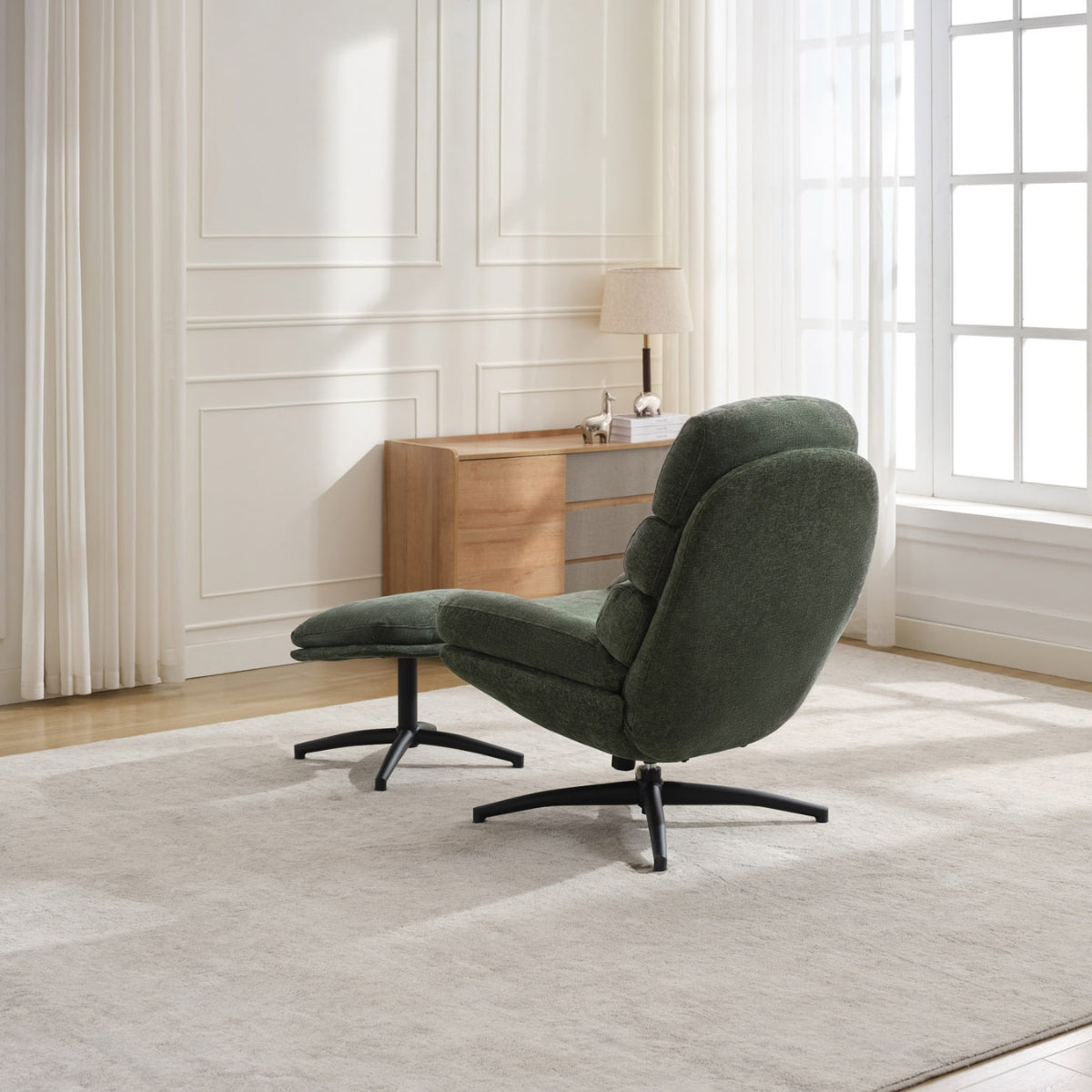 Fauteuil et repose-pieds Caprille