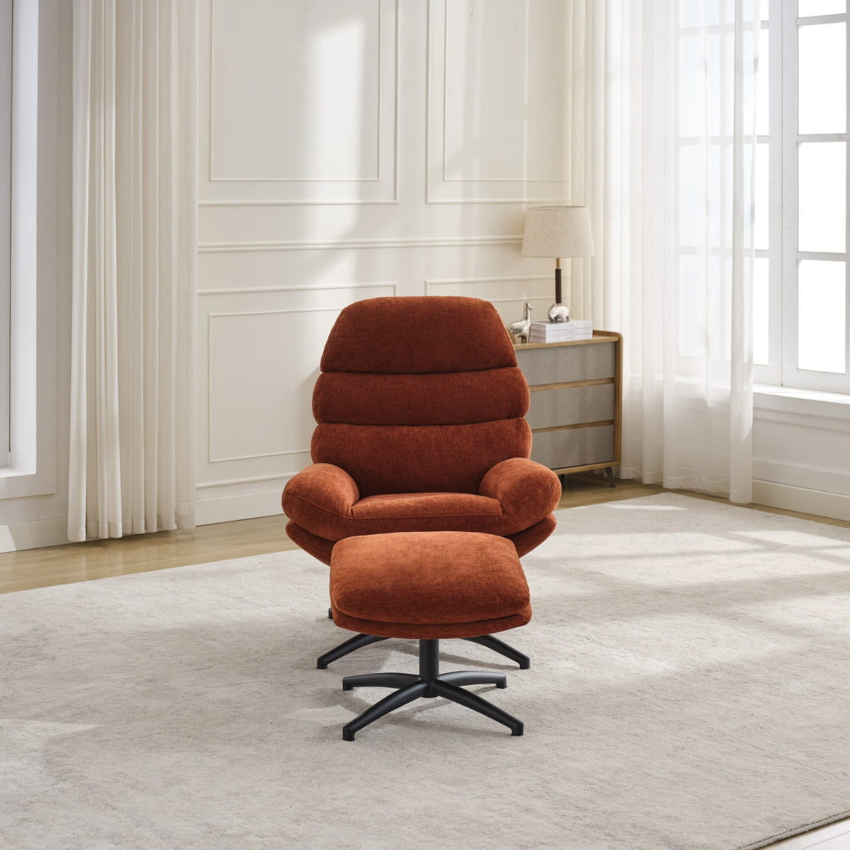 Fauteuil et repose-pieds Caprille