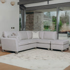 Canapé d'angle Caroline aspect lin