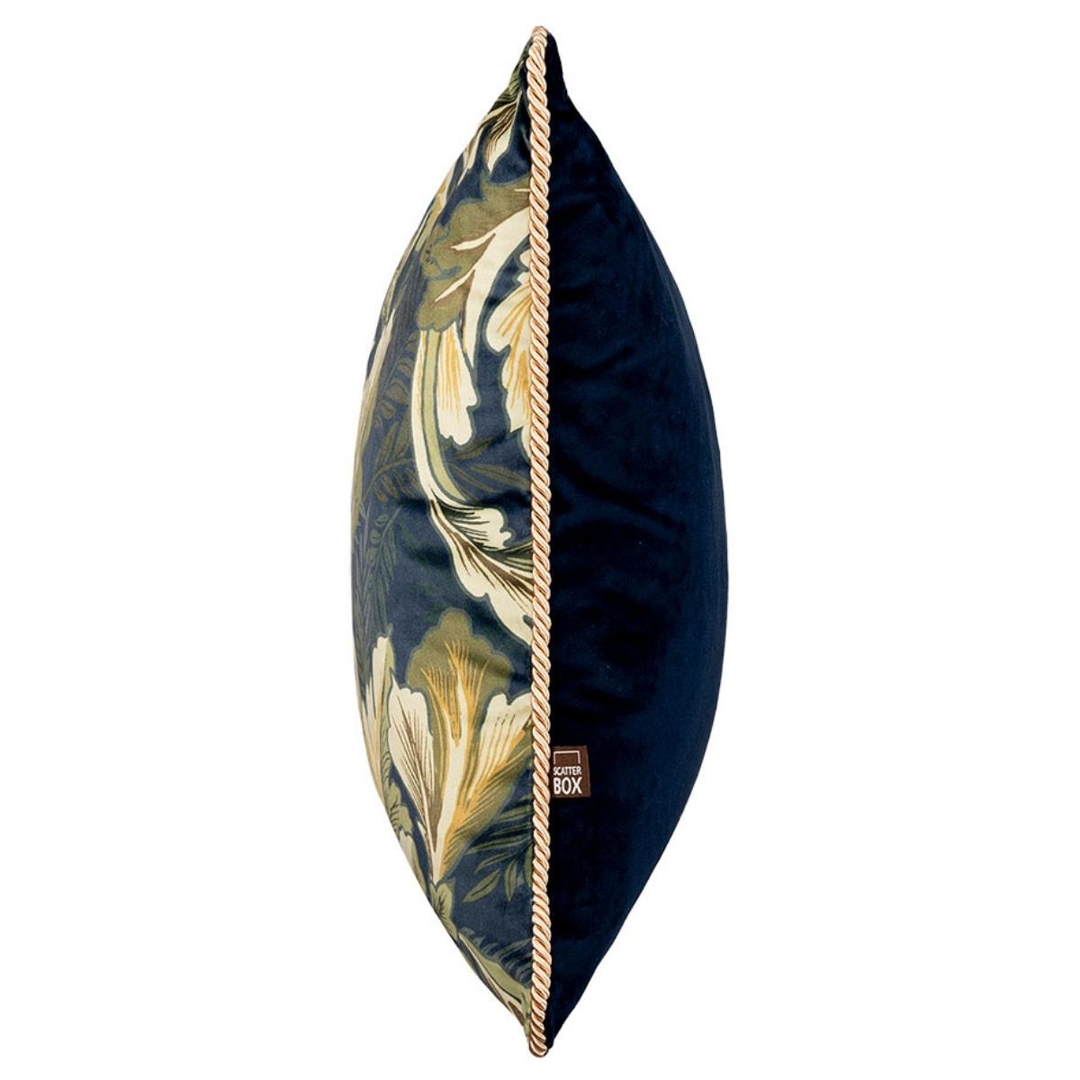 Coussin Cecile vert marine à feuilles