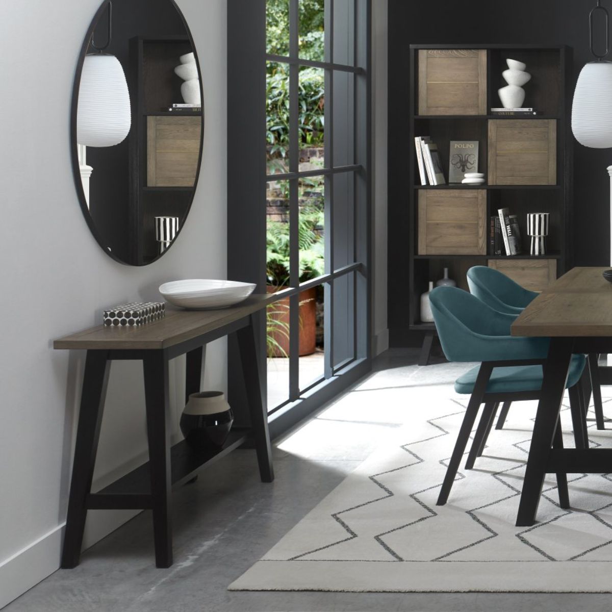 Table console Chambéry en chêne vieilli