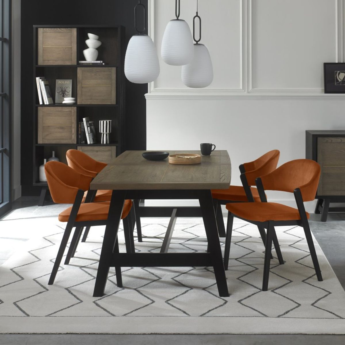 Chaise de salle à manger rétro en velours Chambéry