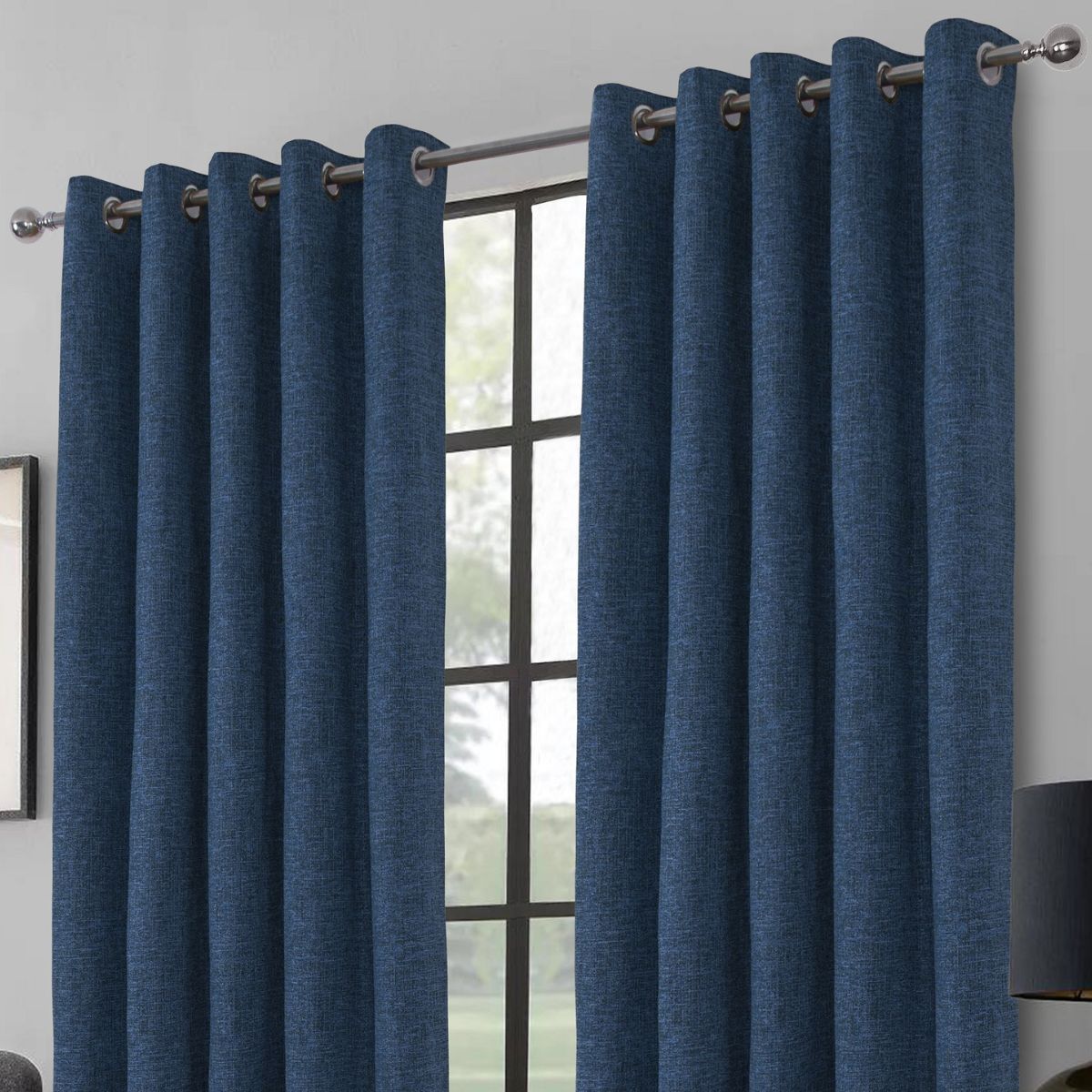 Rideaux occultants bleu indigo à œillets Clayton, prêts à poser