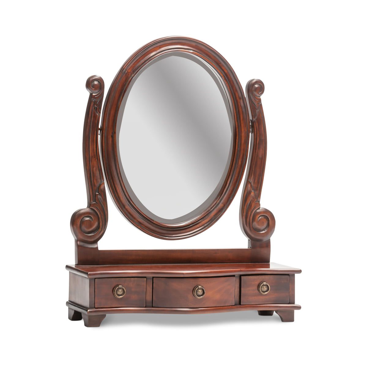 Miroir ovale classique en acajou