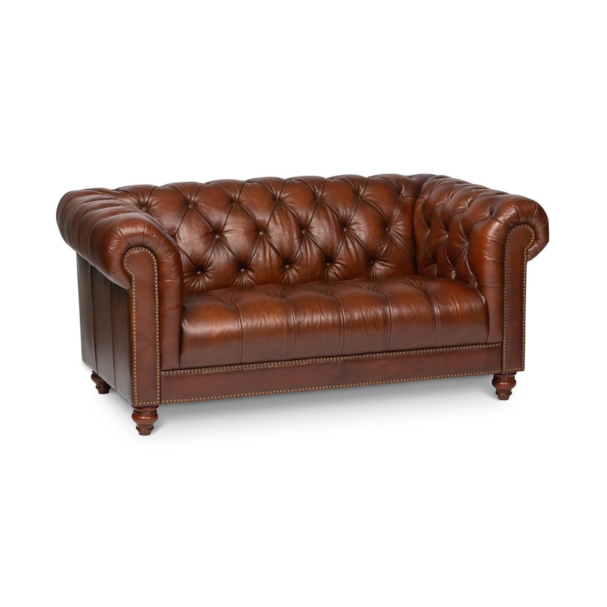 Canapé Chesterfield 2 places Bologna Vintage en cuir fauve