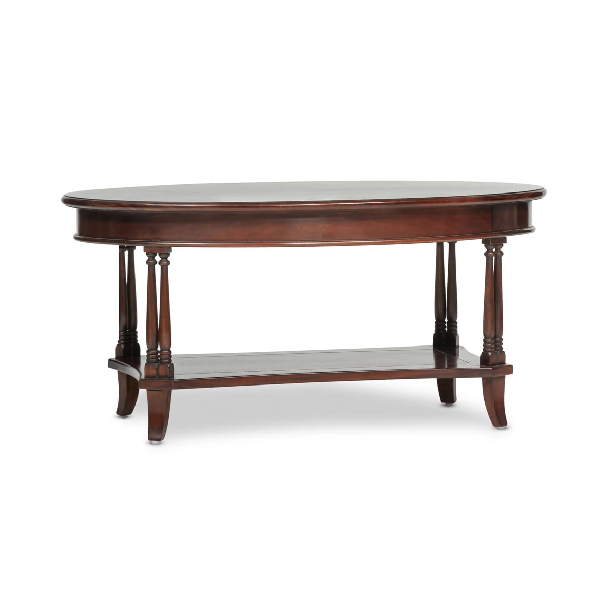 Table basse ovale française avec étagère