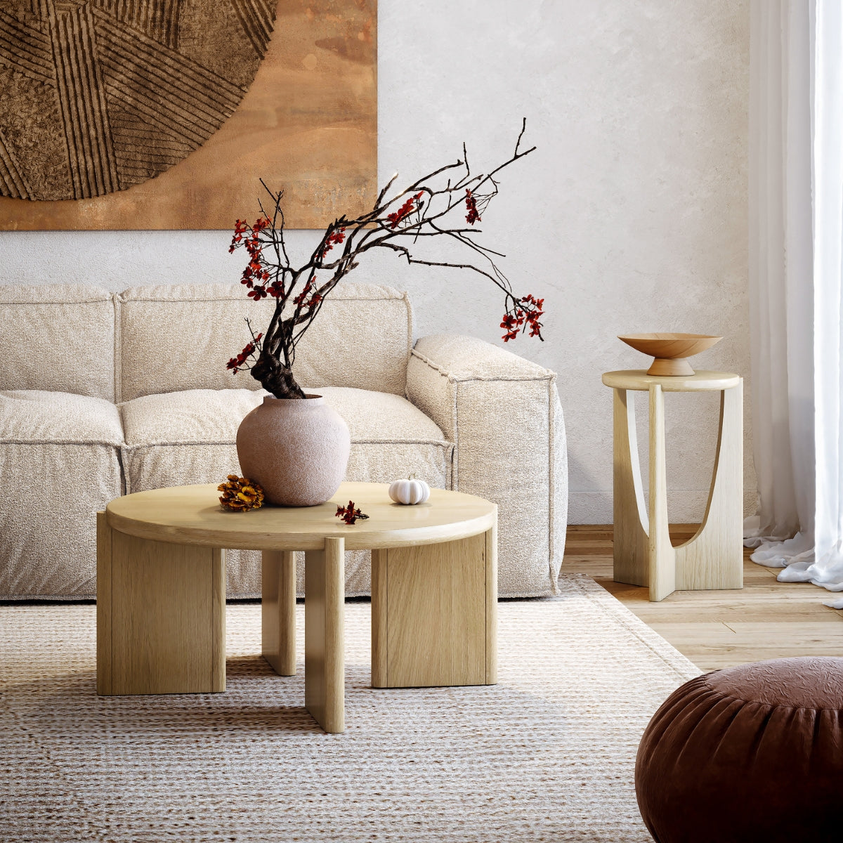 Table d'appoint contemporaine Cordelia en chêne