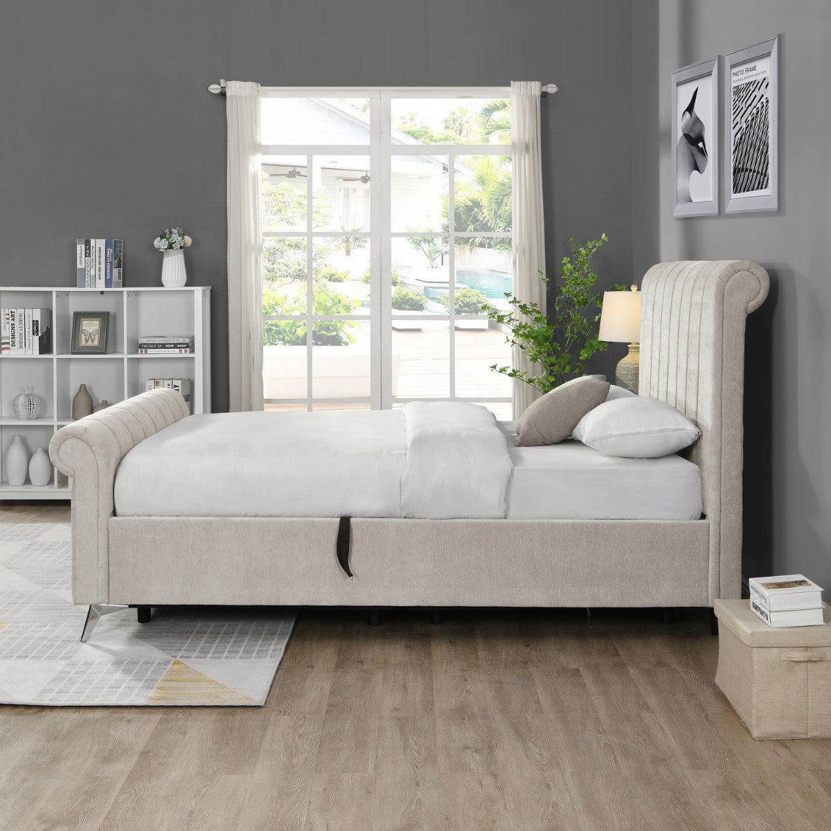 Lit ottoman Corona en velours avec capitonnage Chanel