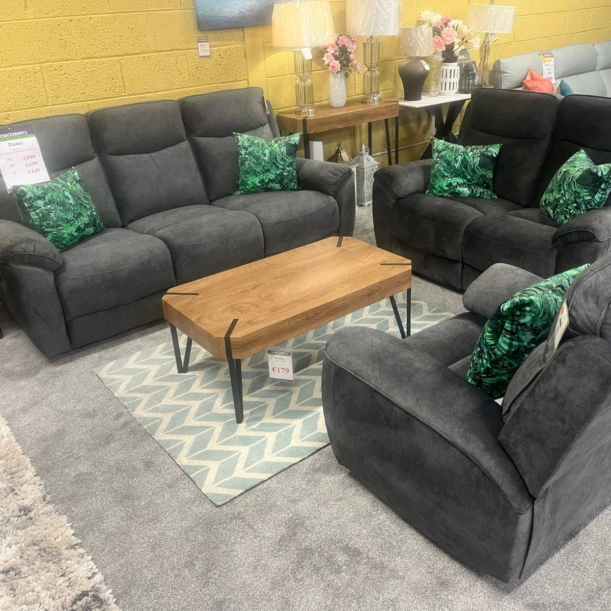 Ensemble fauteuil inclinable manuel Dante gris foncé - Modèle en liquidation