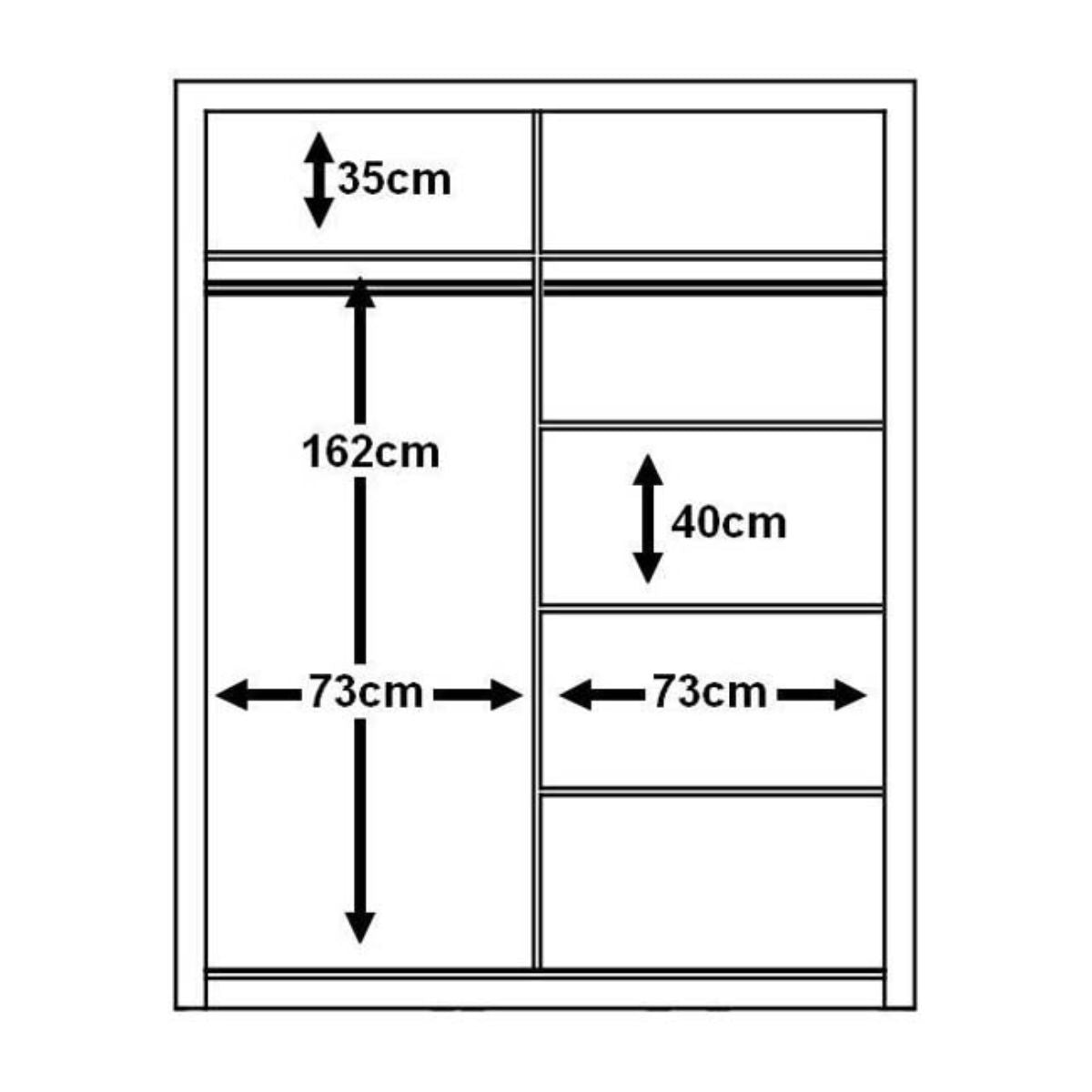 Armoire coulissante Darby en chêne avec miroir