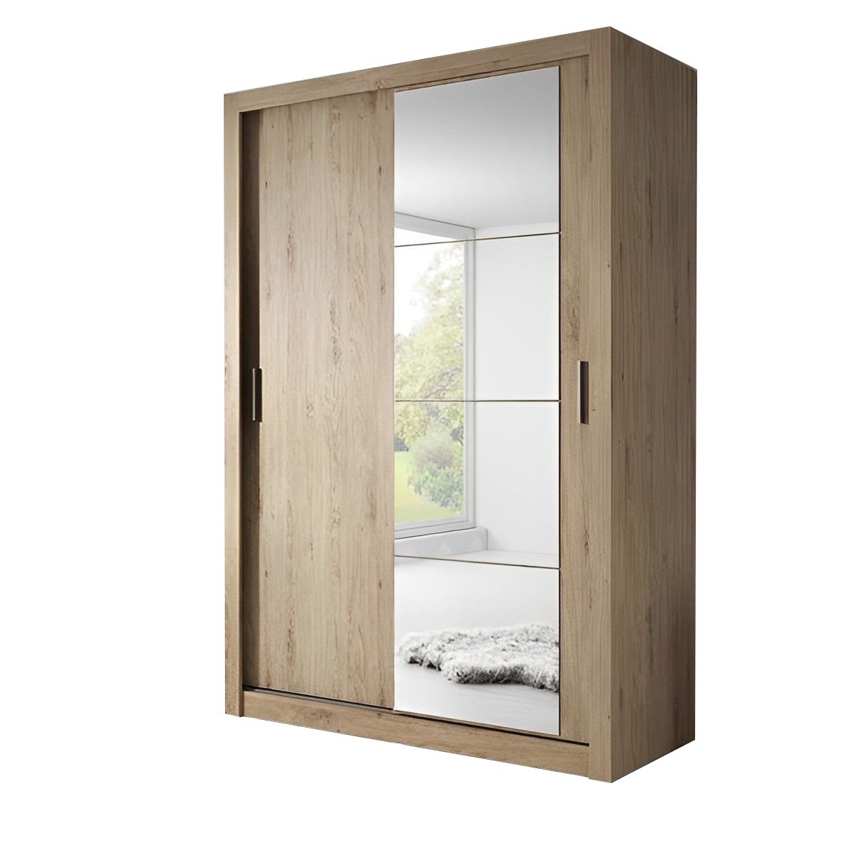 Armoire coulissante Darby en chêne avec miroir