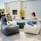 Fauteuil de jardin pouf gris