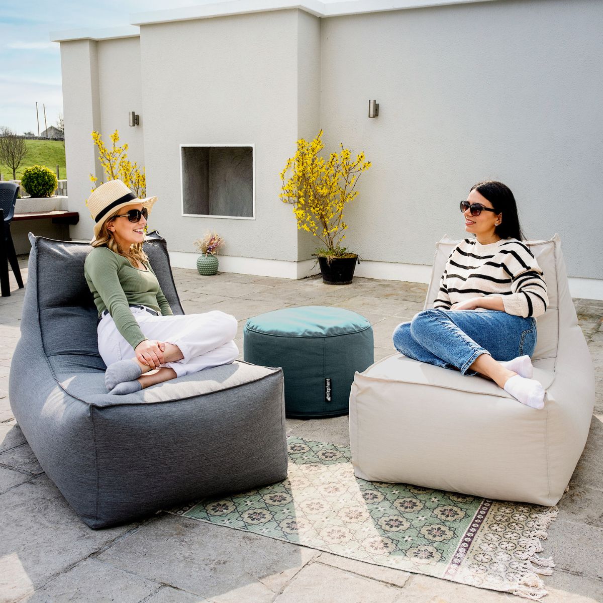 Fauteuil de jardin pouf gris