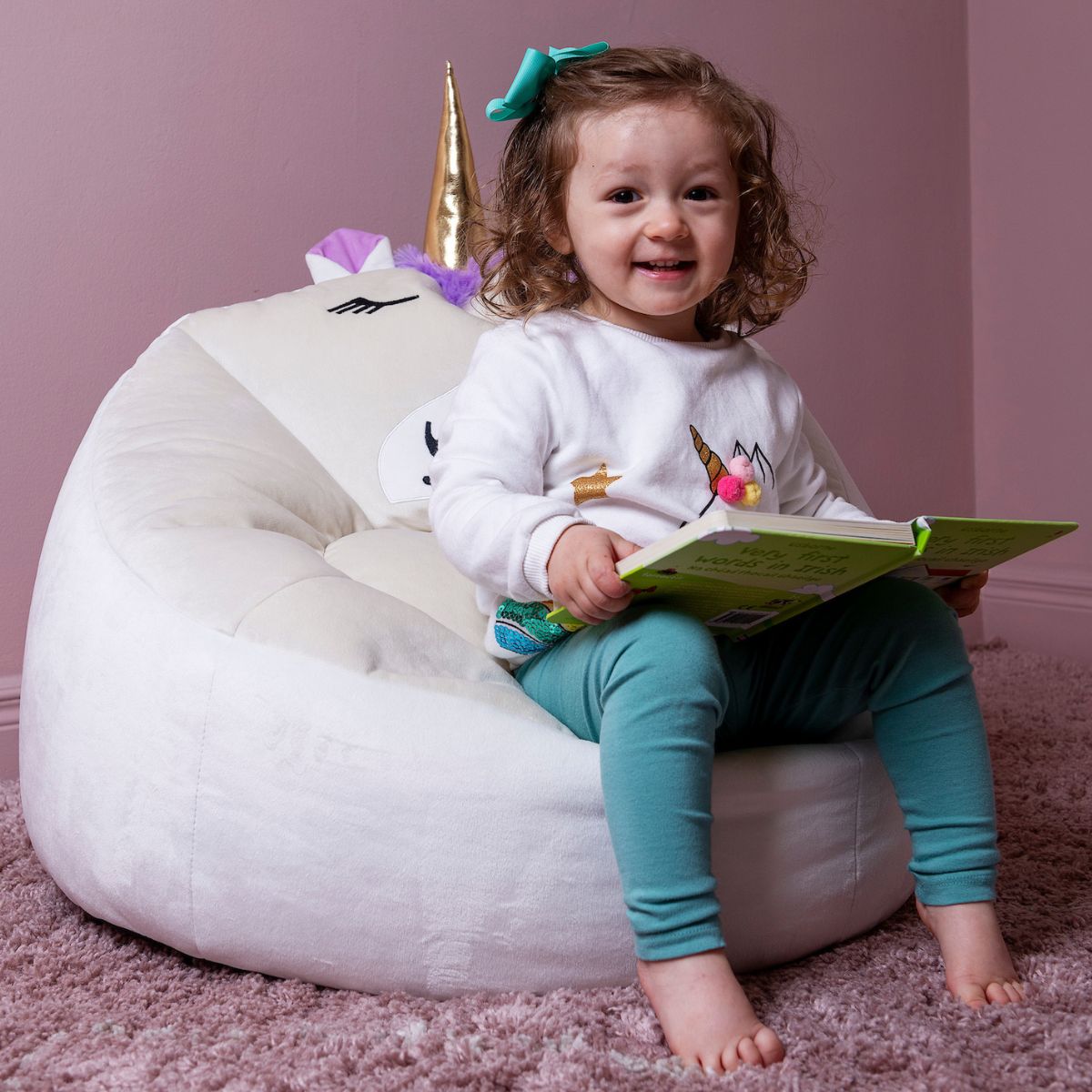 Pouf licorne en velours
