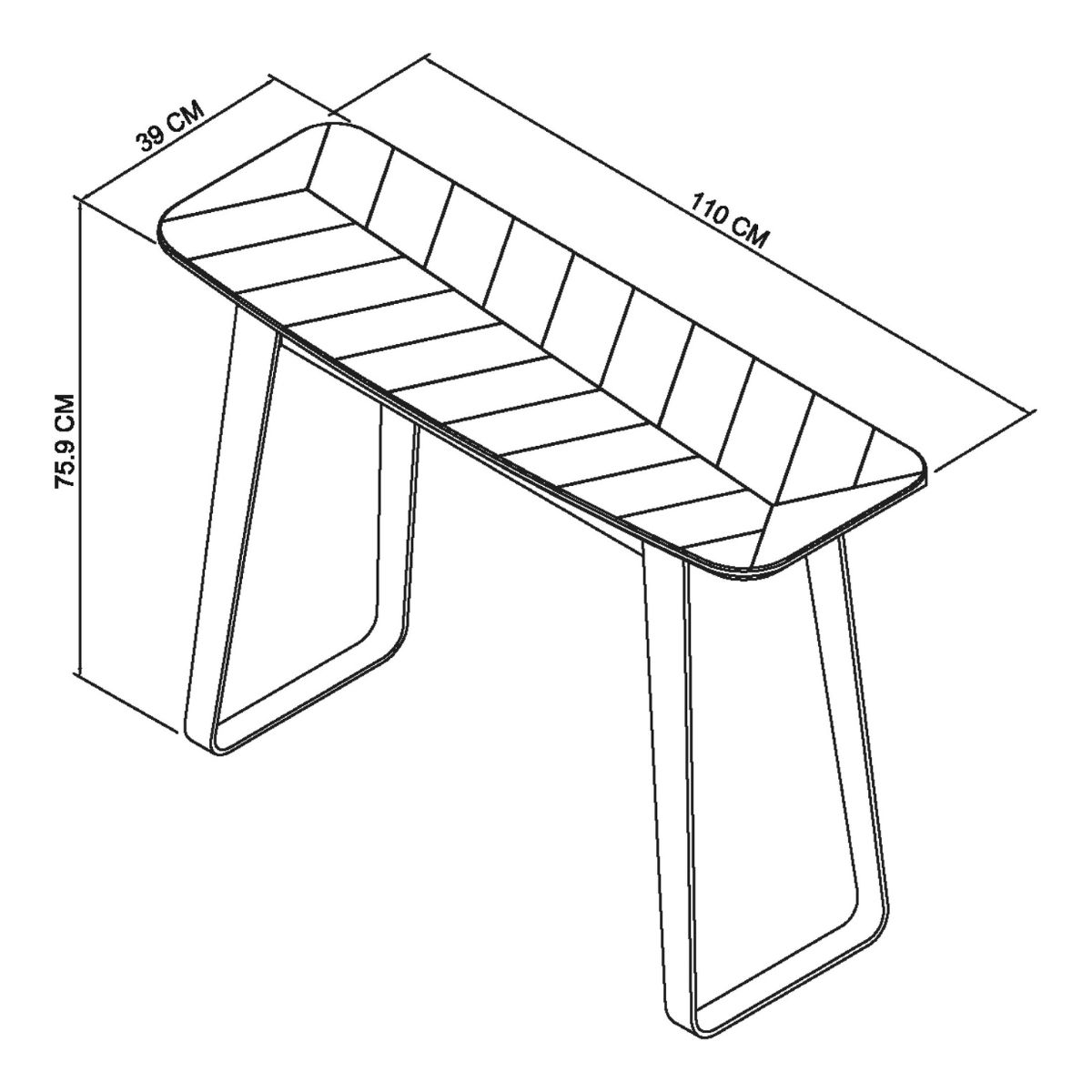 Table console Enfield en chêne et métal