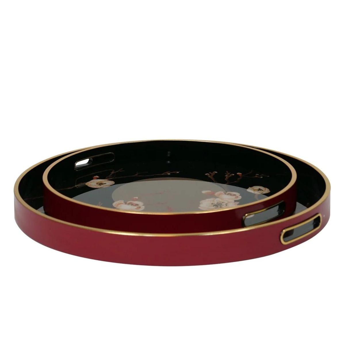 Plateau oriental à fleurs de cerisier - Lot de deux