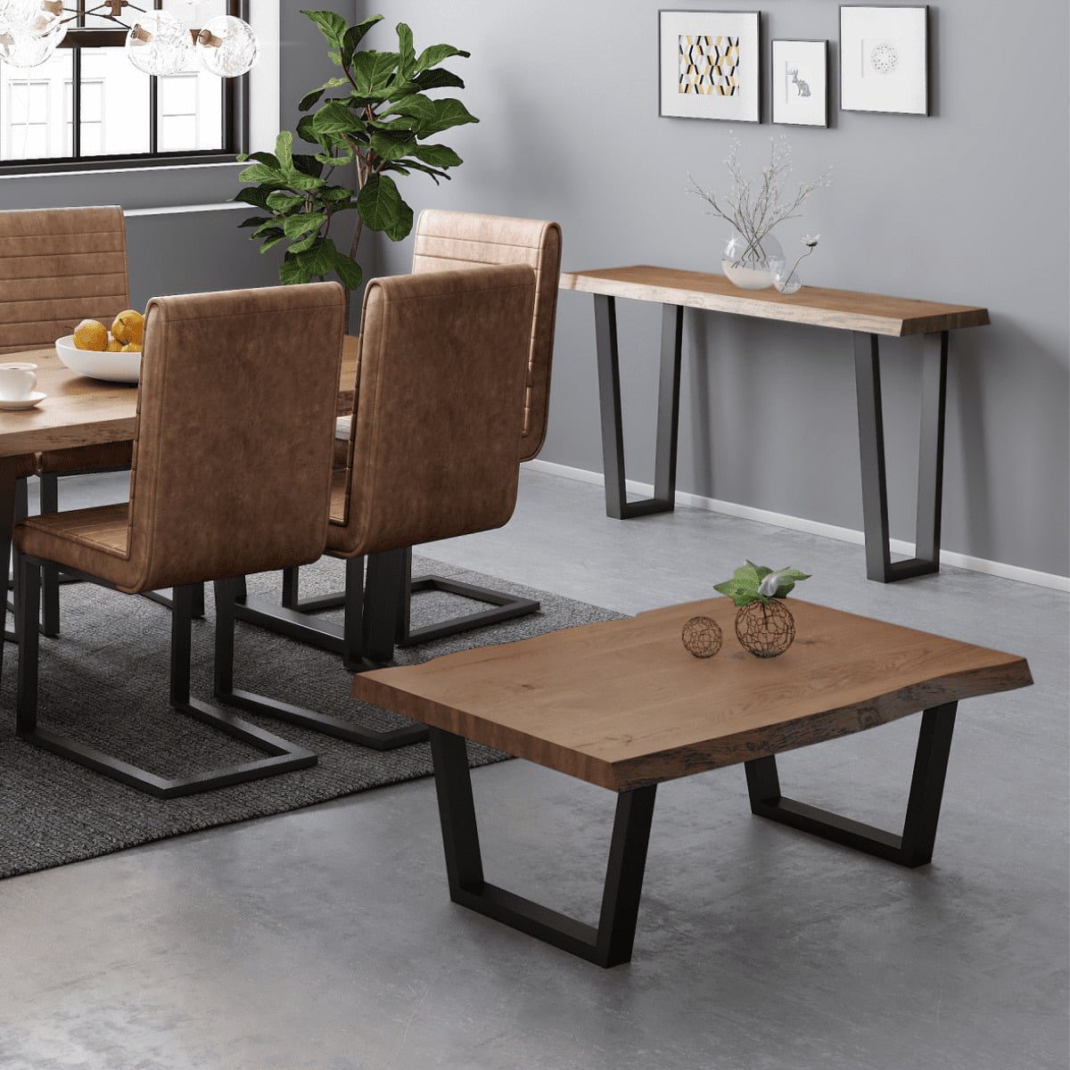 Table console Heatherfield en chêne et métal