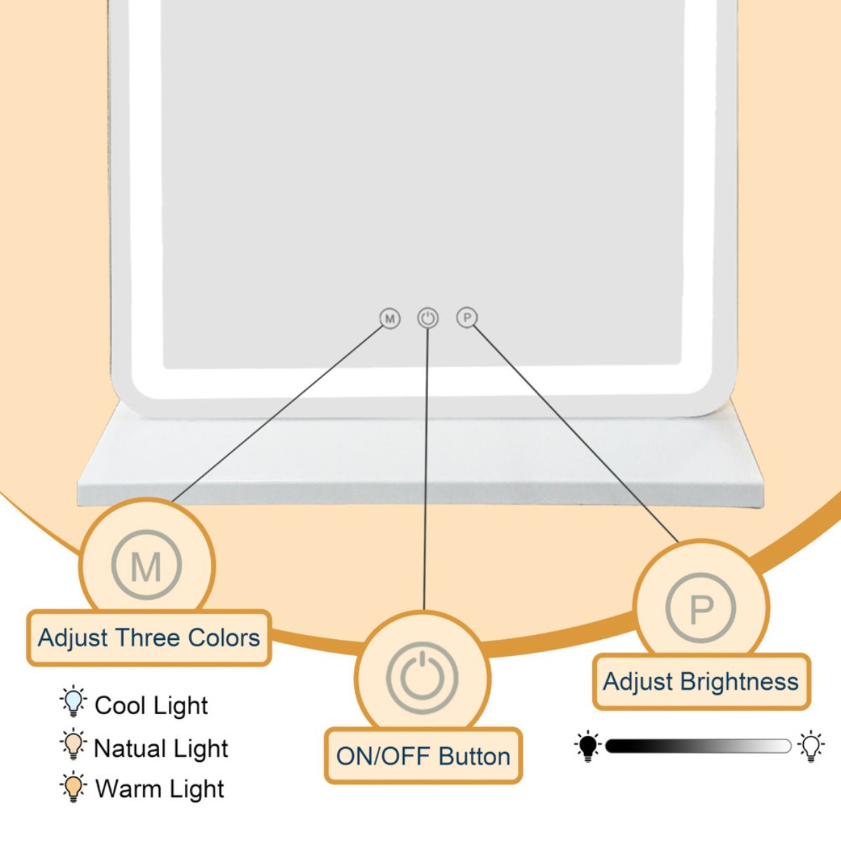 Miroir de coiffeuse Hollywood Gold Arch